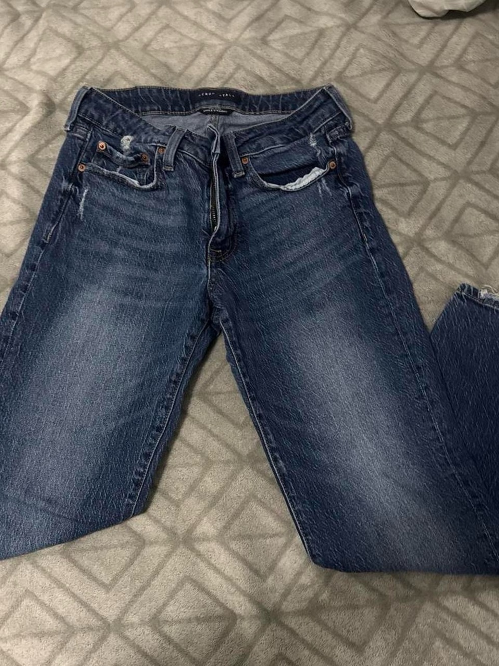 Aeropostale Mid-Rise Ankle Straight Jeans in Dark Blue